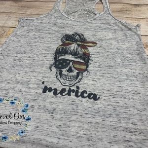 Merica Tank Top - Women's 4th Of July Tank - SKULL